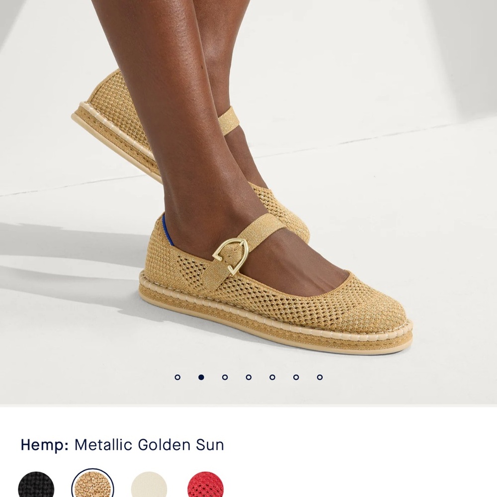 Rothy's Metallic Golden Sun Espadrille Mary Jane - Metallic Gold